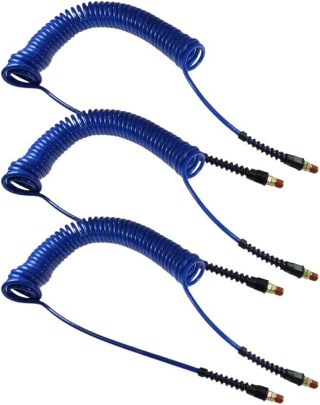 Manguera aire espiral PU 1/4pulg 20ft con 2 accesorios MPT