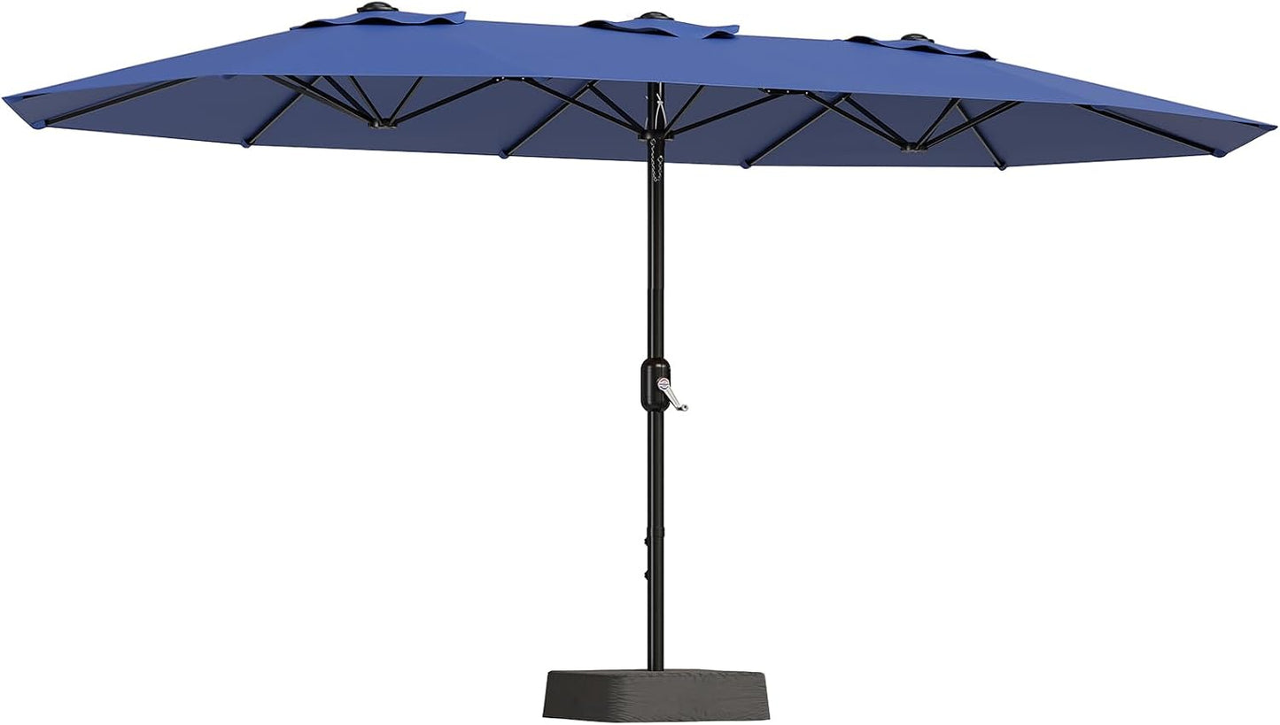 Sombrilla patio 15ft base doble cara UV duradero