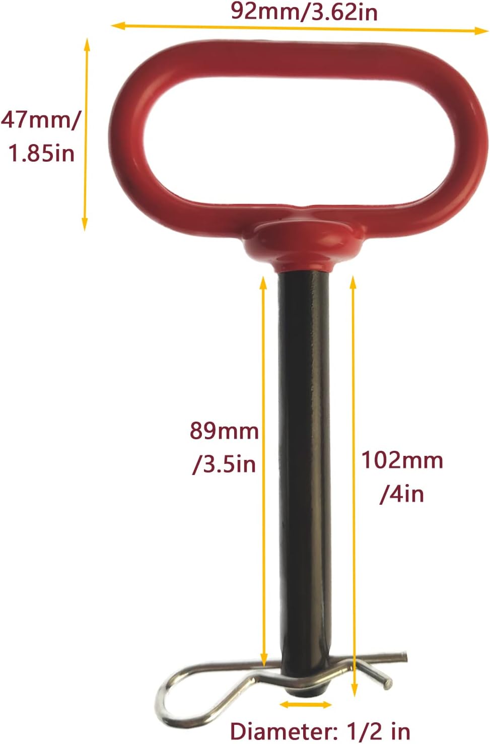 2 Pasadores Enganche Remolque 1/2" con Clip para Tractor ATV