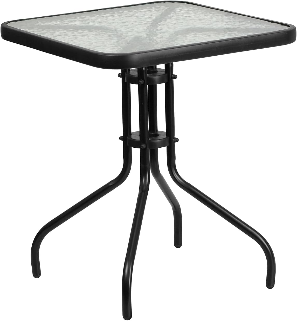 Mesa auxiliar cuadrada vidrio 23.5pulg uso exterior