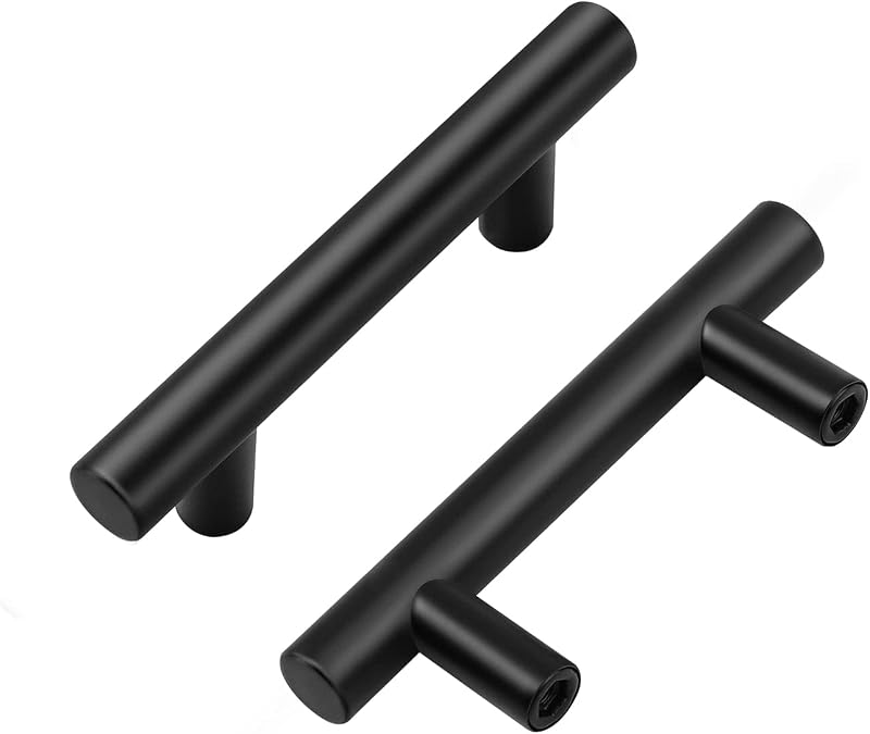 30 Manijas Gabinete Negro 2-1/2" Acero Inox 4"