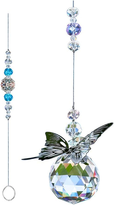 Adorno colgante de cristal mariposa bola transparente hogar oficina