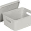 Set 6 cestas plástico apilables con tapas gris 1gal