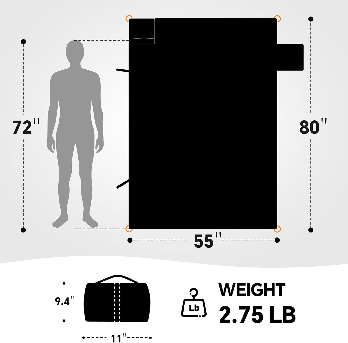 Manta impermeable plegable para camping clima frío 55x80