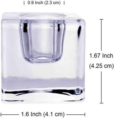 12 Pzas Portavelas Cuadrados Vidrio para Velas Cónicas Decorativos