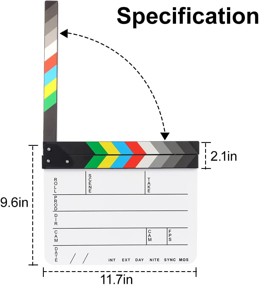 Claqueta Película Acrílica 9.6x11.7" con Borrador Magnético