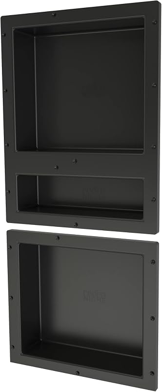 Estante ducha triple empotrado 34x16pulg negro