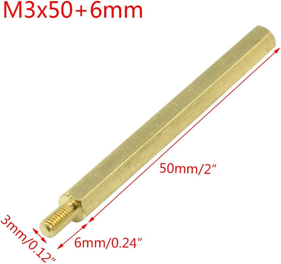 Separador M3 1.969pulg latón hexagonal PCB 20 Pzas