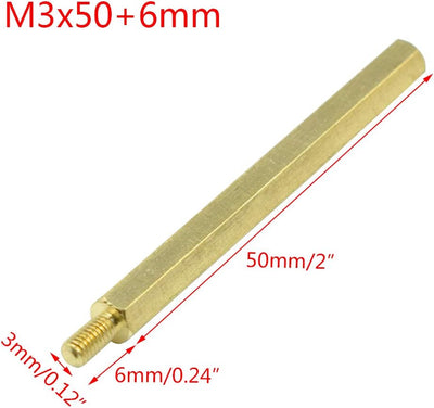 Separador M3 1.969pulg latón hexagonal PCB 20 Pzas