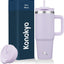 Vaso acero inox 30oz con asa 2 popotes tapa 2en1