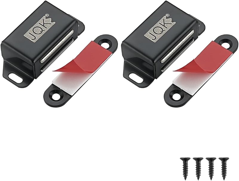 Trabilla magnética puerta gabinete acero inox 30lb negro mate set 2