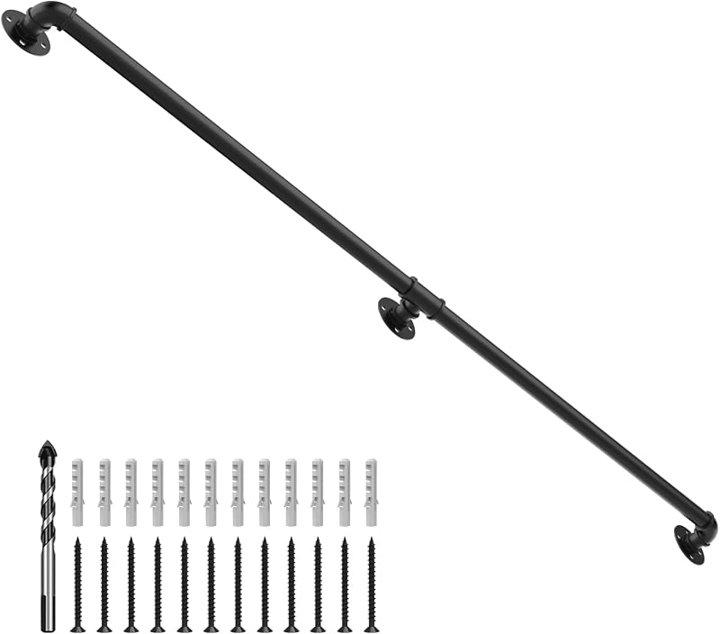 Barandilla escalera 8ft Φ1.25" acabado negro mate