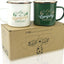 Set 2 Tazas Esmaltadas 17oz 304SS Borde Dorado para Viajes