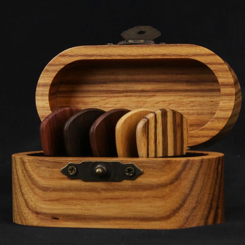 Caja almacenamiento púas guitarra plástico 5 pzas