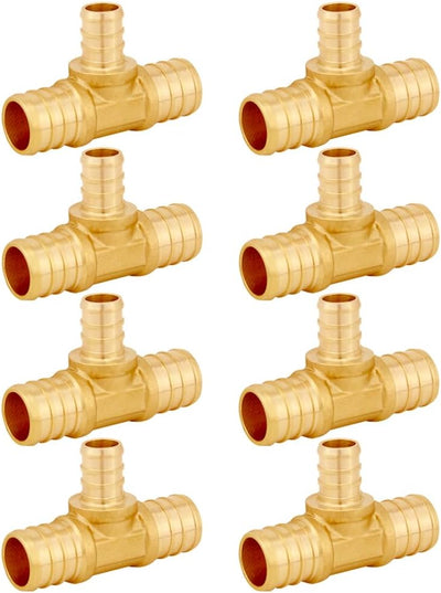Reductor PEX Tee 3 vías acoplamiento crimpado 3/4 a 1/2 pulg