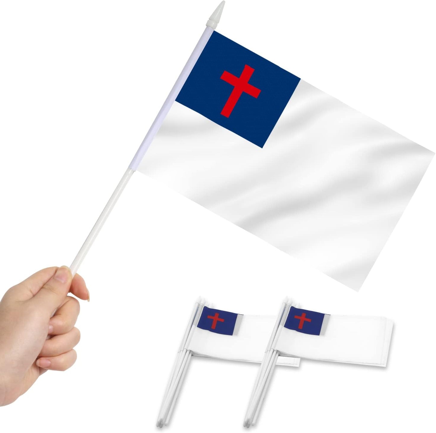 Bandera cristiana mini 5x8pulg set 12 con poste