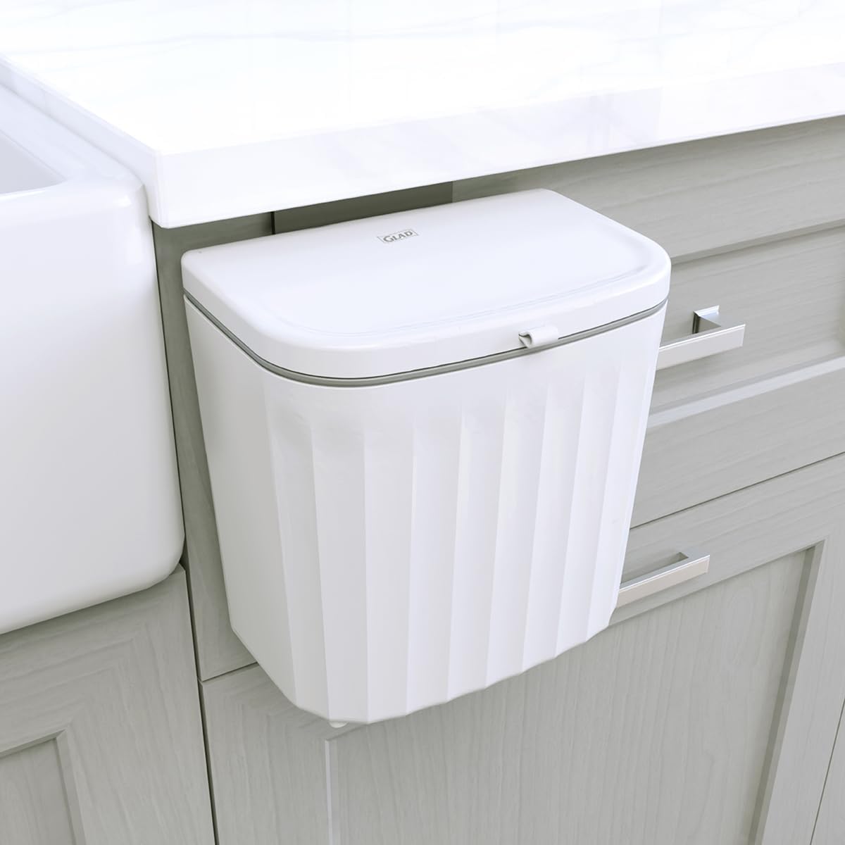 Cubo basura bajo mostrador 7L tapa doble blanco