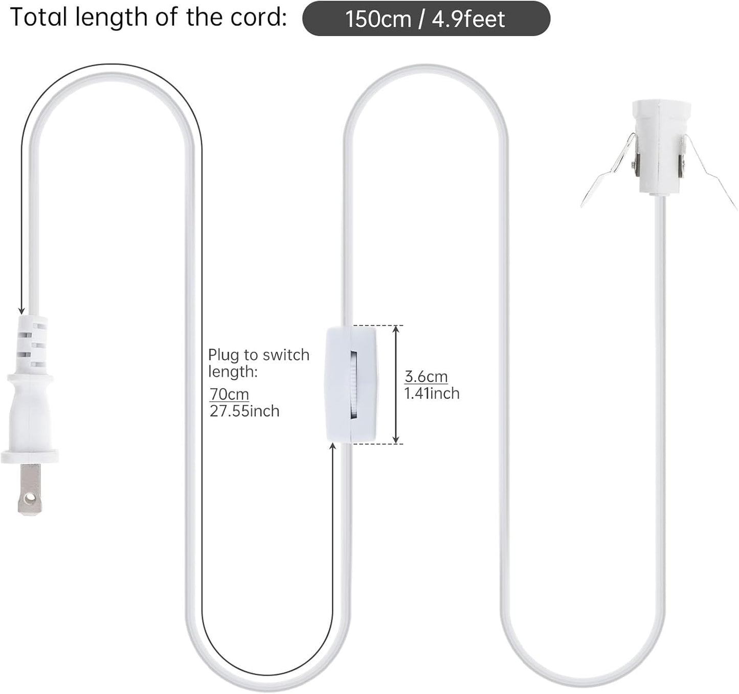 Cable repuesto lámpara sal con enchufe E12 y interruptor