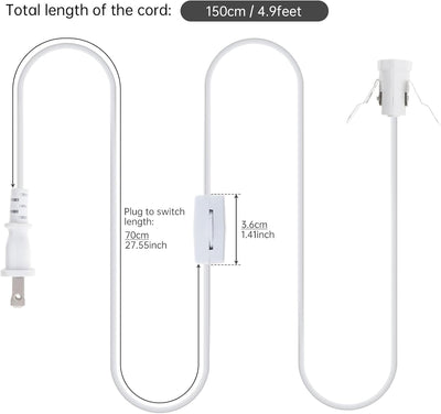 Cable repuesto lámpara sal con enchufe E12 y interruptor