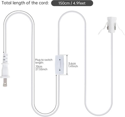 Cable repuesto lámpara sal con enchufe E12 y interruptor