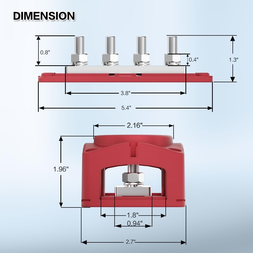 Barra colectora 300A 12v bloque distribución energía marina