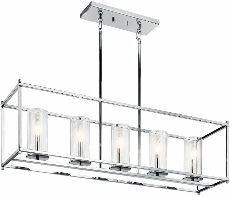 Lámpara araña lineal 13.75pulg 5 luces cristal cromado