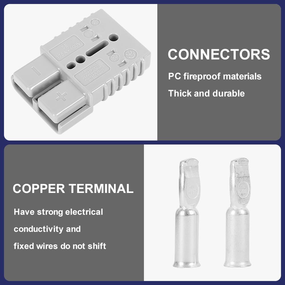 Conector batería 350A 600V carretilla elevadora 2 Pzas gris