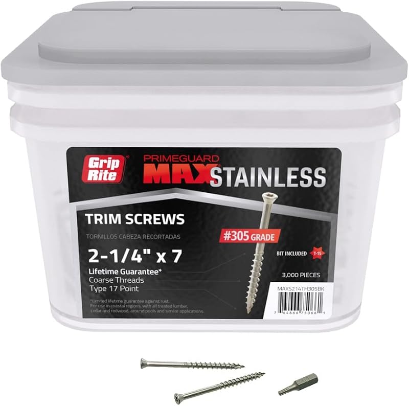 Tornillos acero inox T15 Star Drive para madera #7x2-1/4