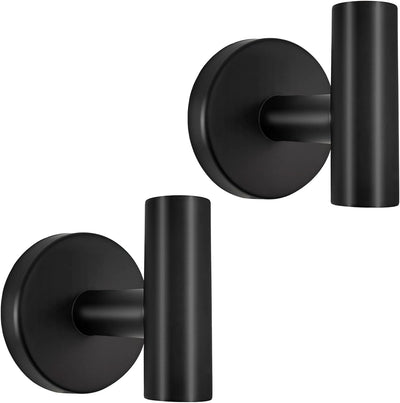 2 Ganchos Acero Inox Negro Mate Soporte Toalla Pared Baño Cocina