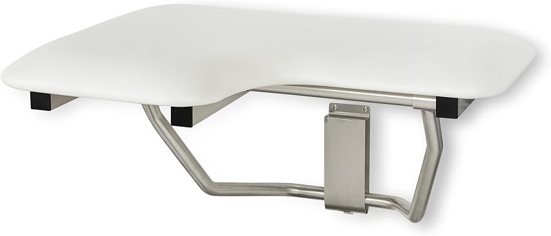 Asiento ducha forma L derecho ADA acolchado blanco