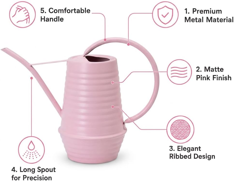 Regadera metal boquilla larga 34oz rosa mate