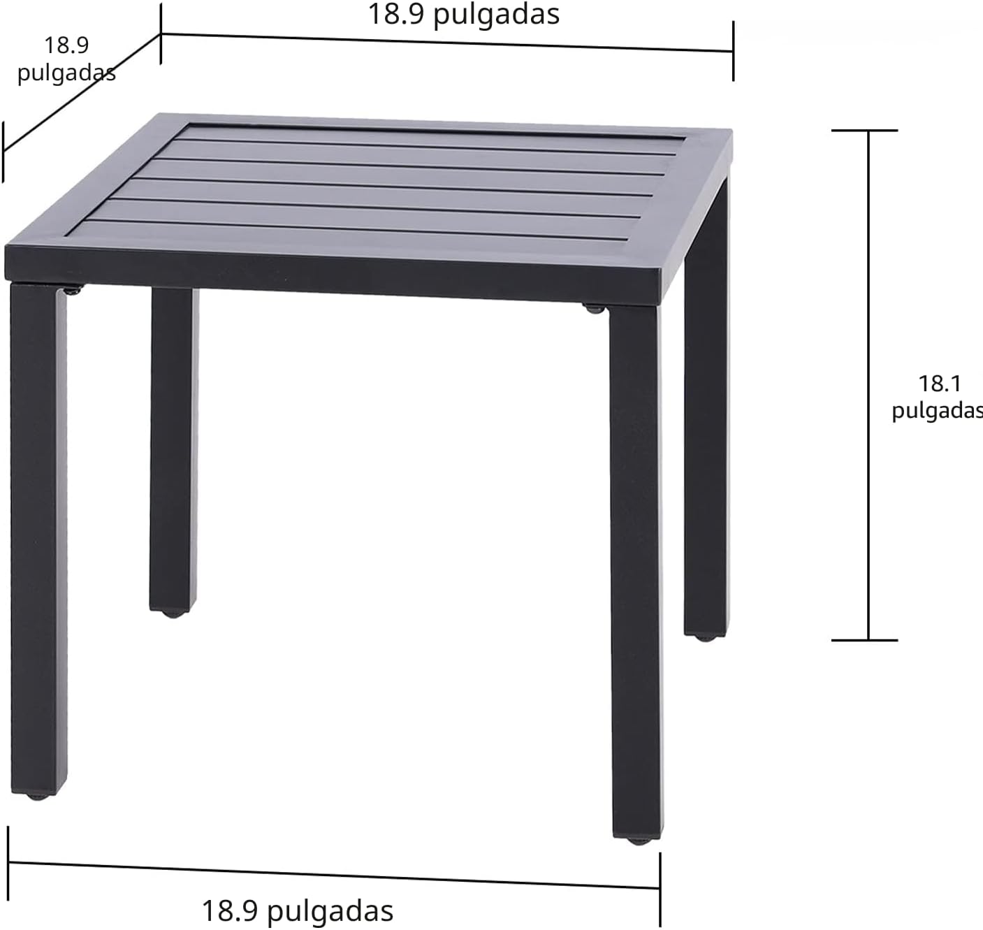 Mesa auxiliar cuadrada metal color negro
