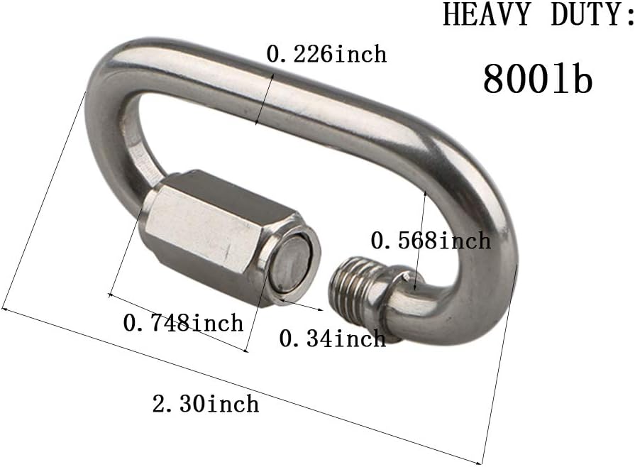 Conector cadena acero inox 304 forma D para mosquetón hamaca