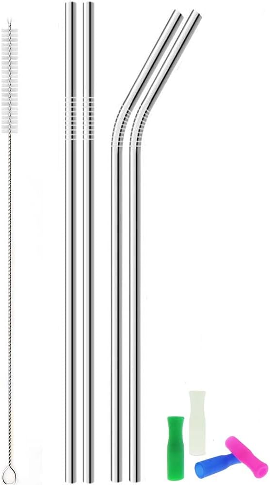 Pajitas acero inox 12pulg con cepillo silicona vasos altos