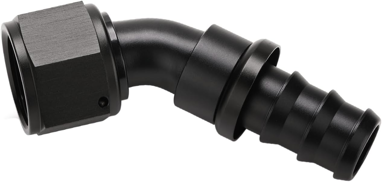 Adaptador manguera aluminio negro 45 grados