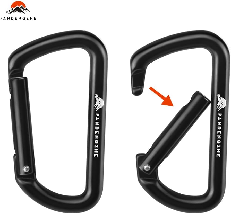 Pack 2 mosquetones forma D 3.2pulg resistente perro grande