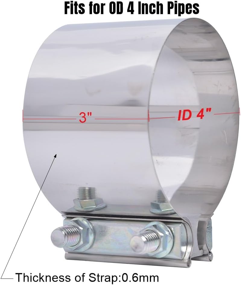 Abrazaderas escape 4" acero inox T304 2 Pzas
