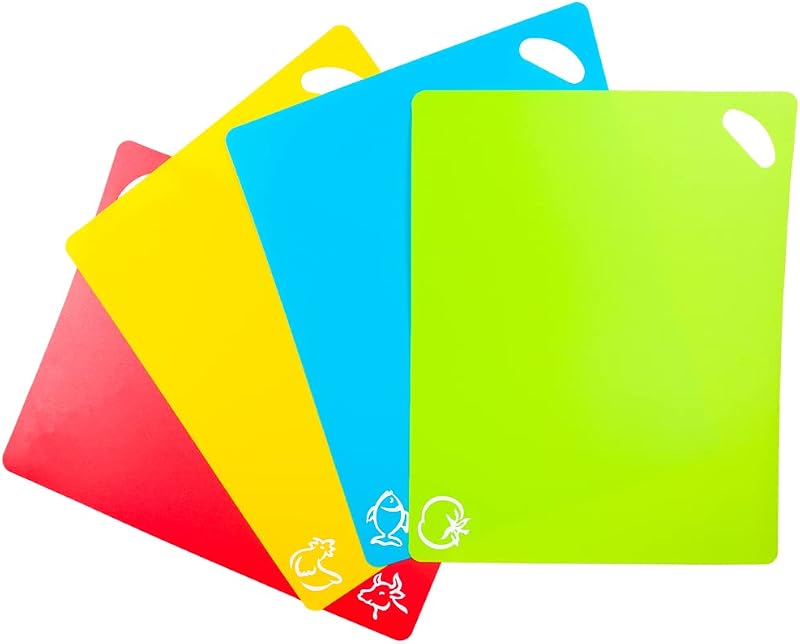 Set 4 Tablas Cortar Plástico Flexible con Asas