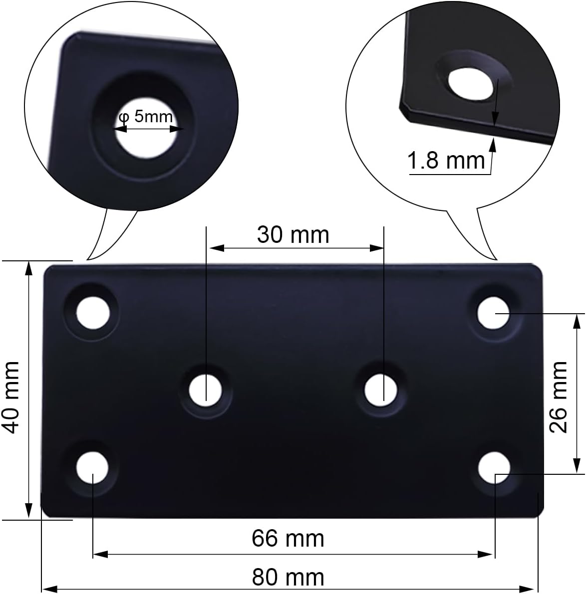20 Pzas placas reparación madera acero inox 3.1x1.5pulg