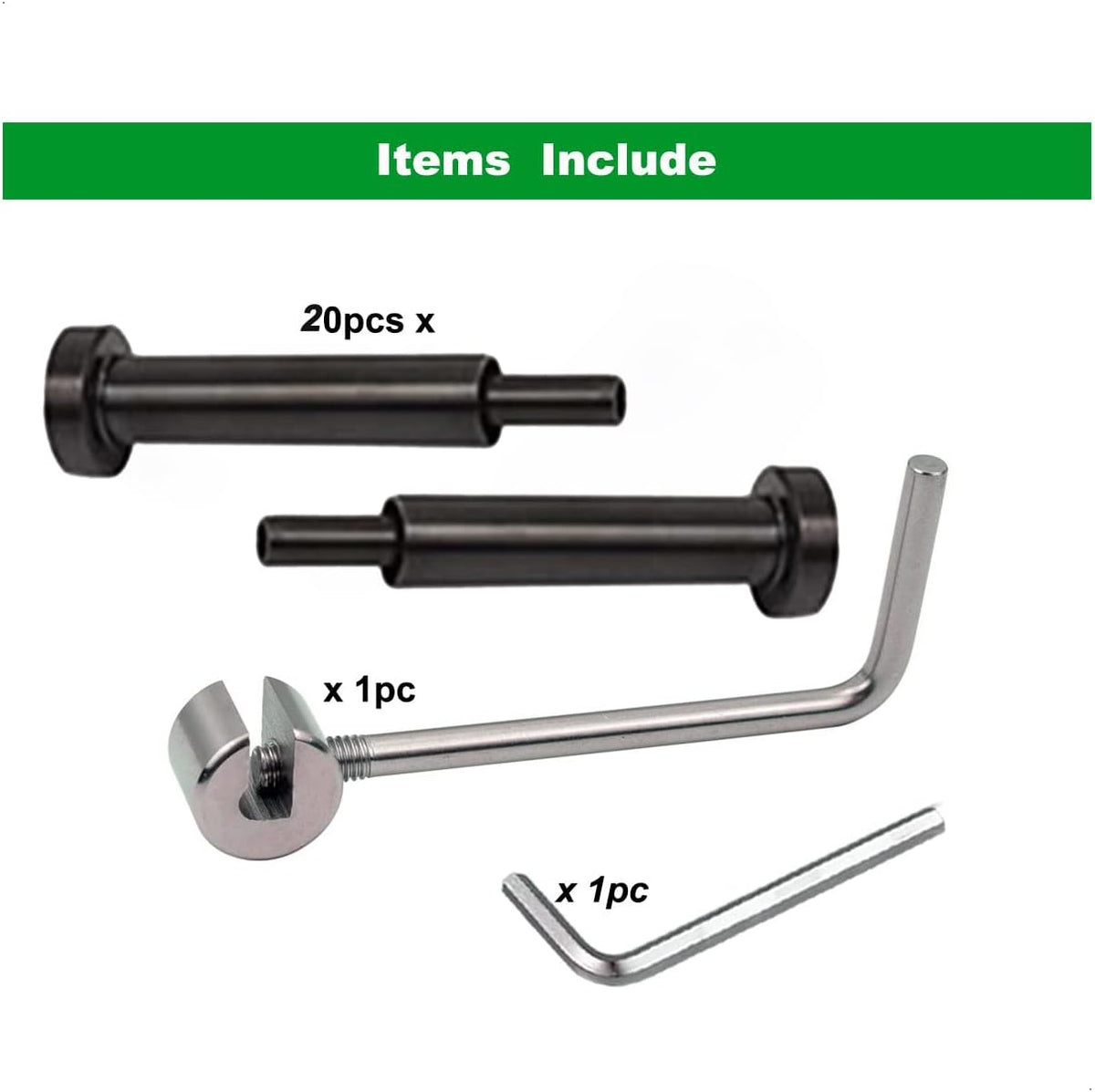 Kit tensor invisible negro 1/8pulg acero inox 20pzas