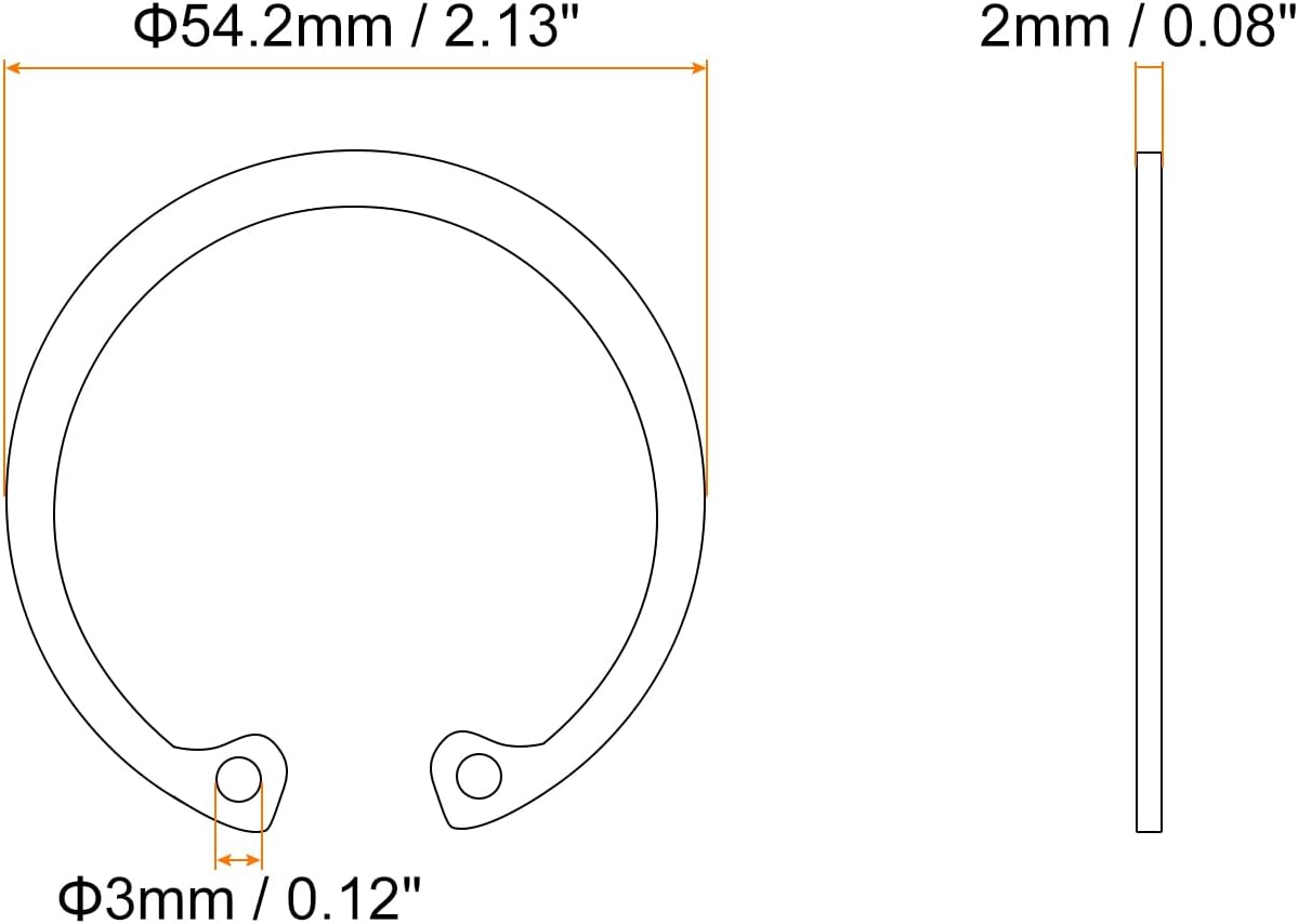 20 Anillos Retención 1.969pulg Acero Inox 304 Tono Plata