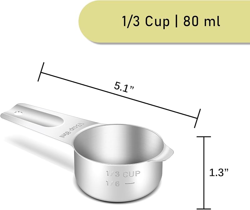 Taza medidora 1/3 taza acero inox con cuchara