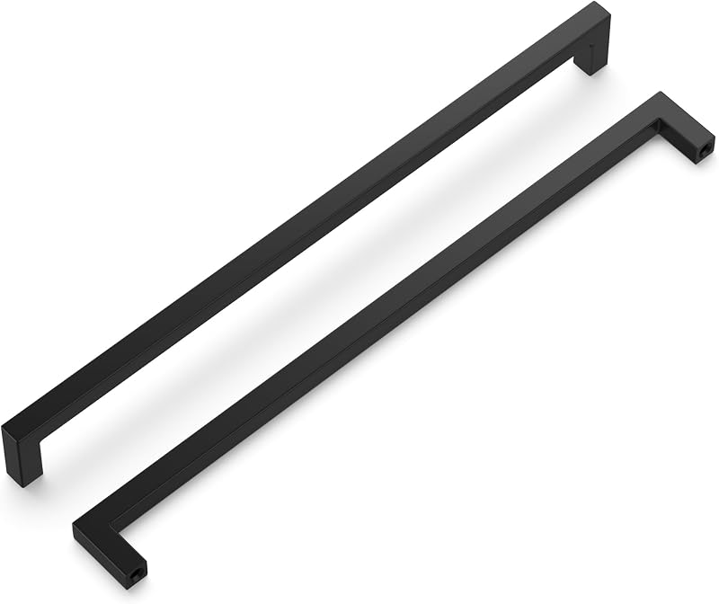 5 Tiradores Gabinete Cocina Núcleo Sólido 12" Negro Mate
