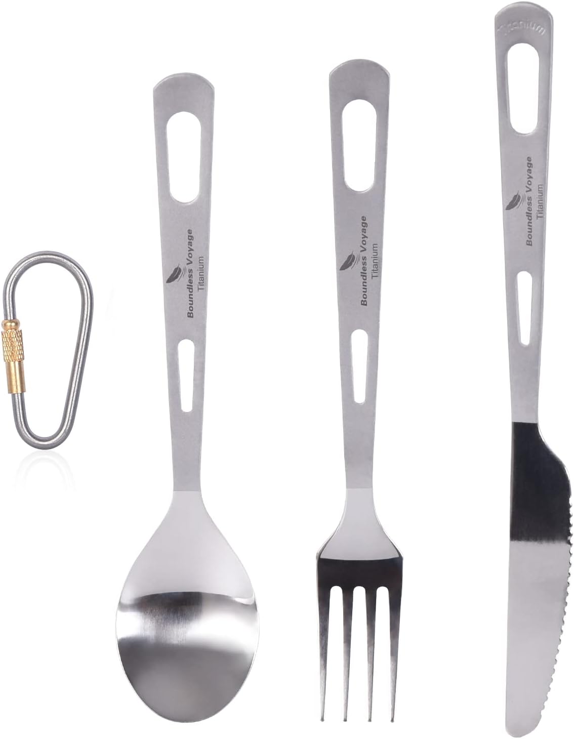 Set 3 Pzas Cubiertos Titanio Ultraligero Viaje