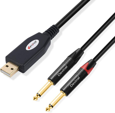 Cable USB a doble 1/4 pulgadas 10pies para altavoz