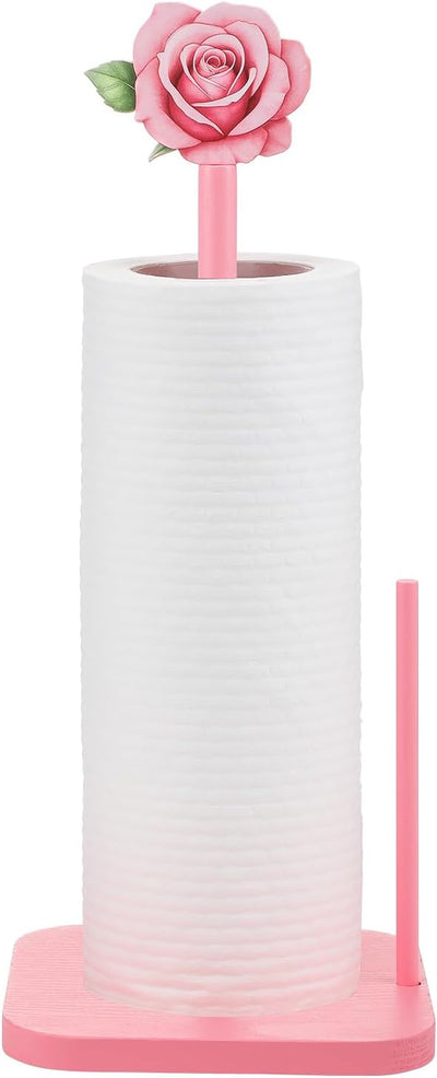 Soporte para toallas de papel de madera rosa lindo accesorio para encimera de baño y cocina