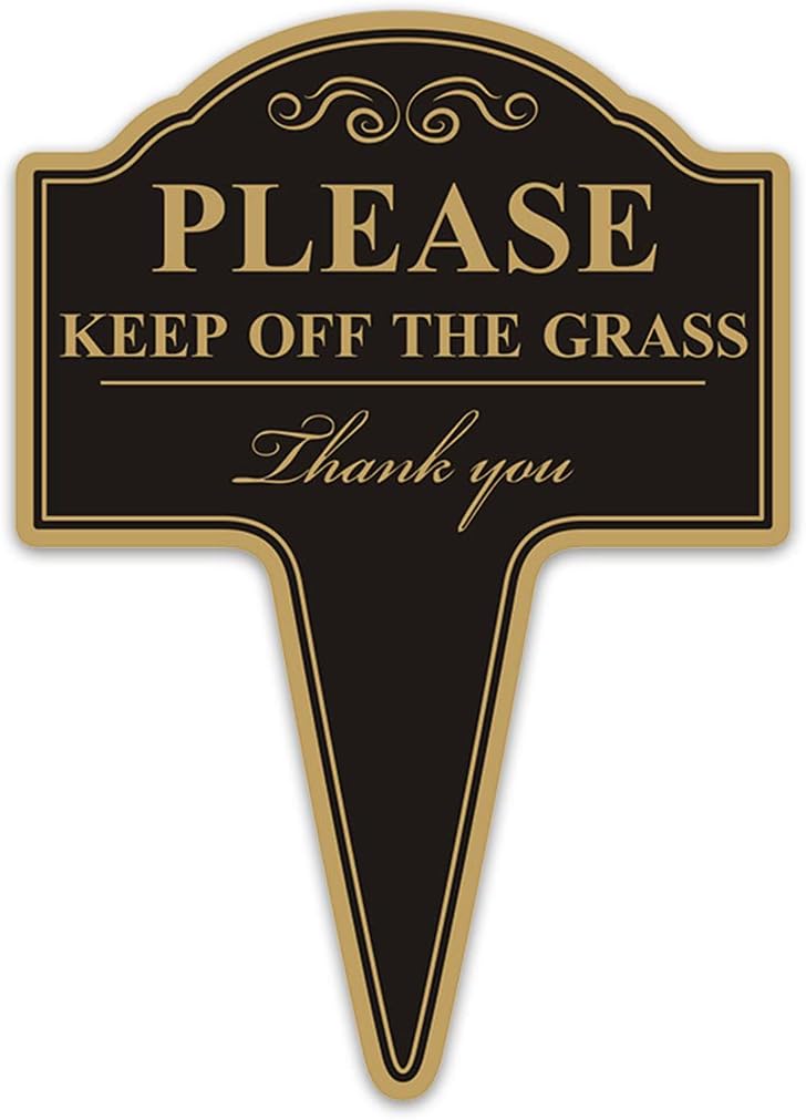 Letrero aluminio inox 10x14" Keep Off the Gras doble cara