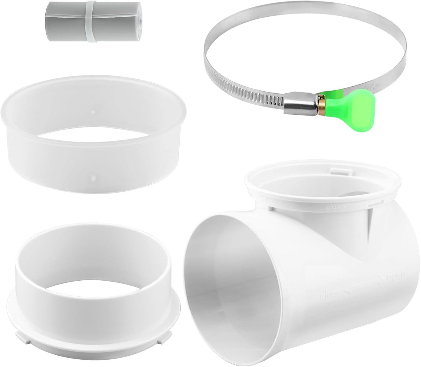 Kit conector ventilación secadora 4pulg codo 90° sello hermético