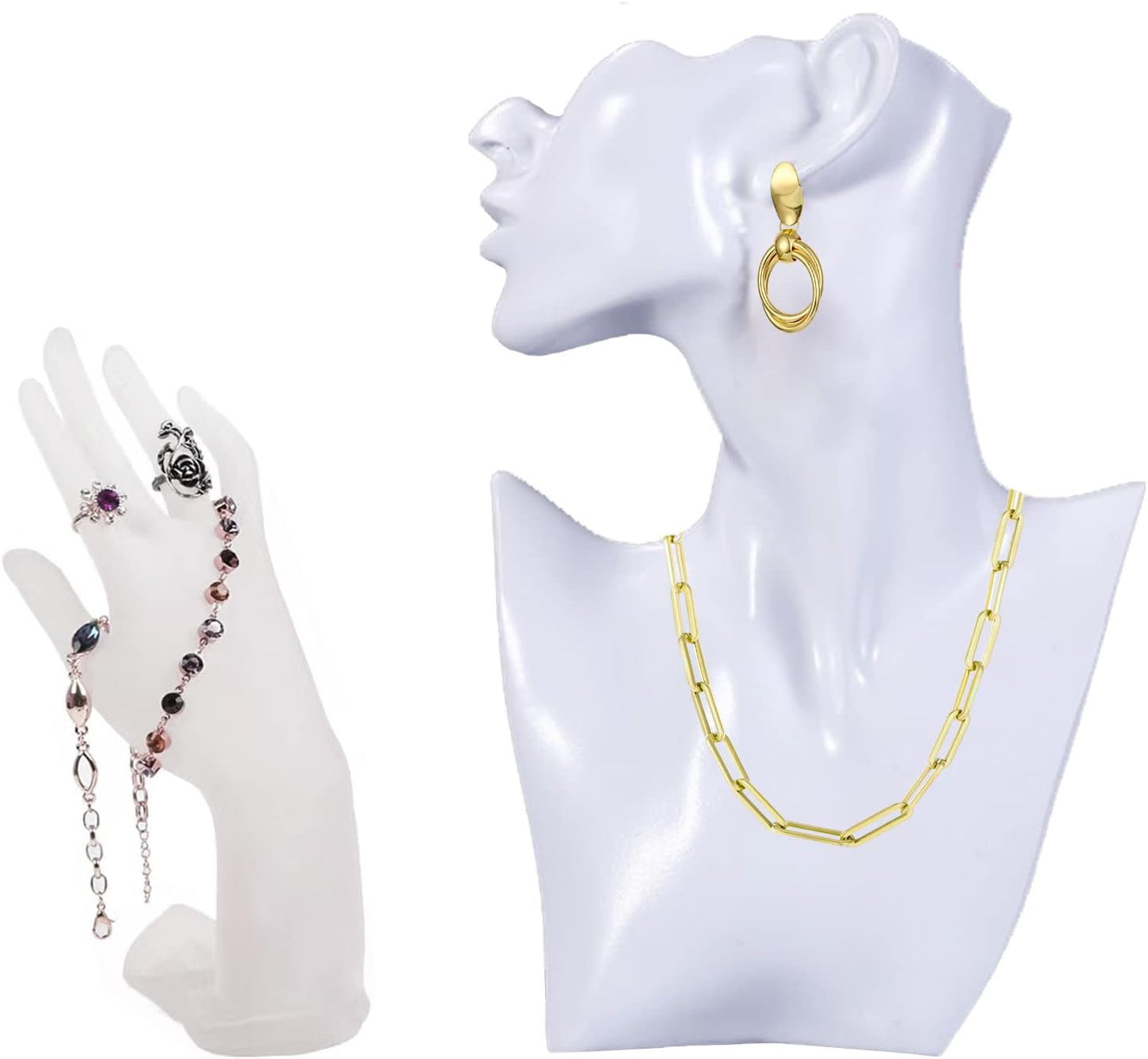 2 Pzas Soporte Exhibición Joyas Collares Aretes Blanco