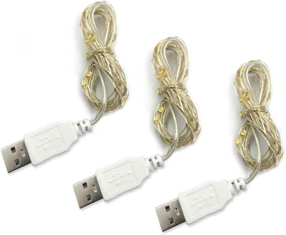 Cadena luces hadas USB 2m 20 lámparas amarillo cálido